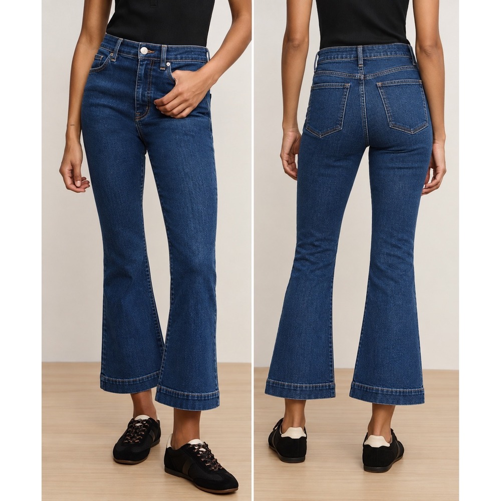 Veronica Beard Carson Kick Flare Crop Jeans‎ 29 Washed Oxford High Rise